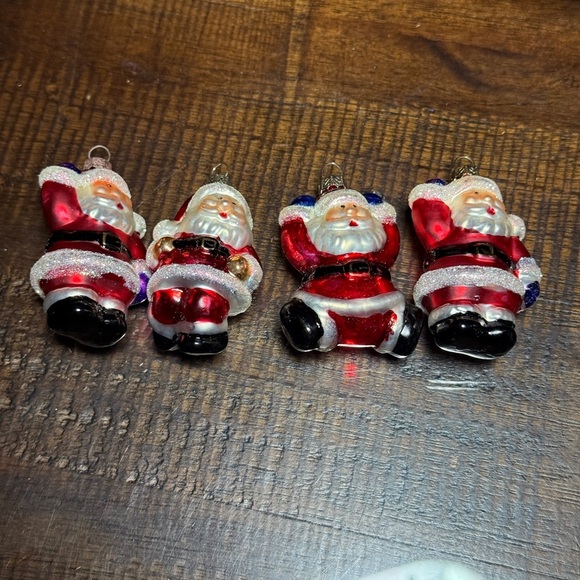Santa Clause Ornaments Vintage Michaels Glass Christmas Tree Set of 4 Miniature - Picture 2 of 12